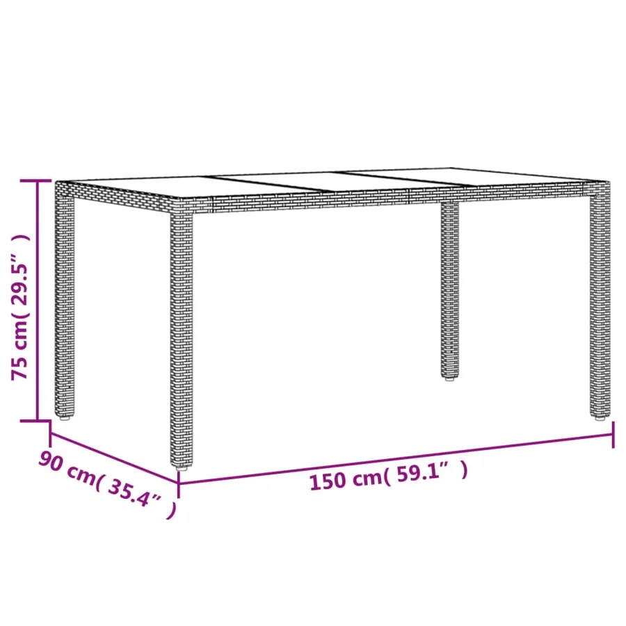 Ensemble à manger de jardin et coussins 7 pcs gris rotin verre - 9