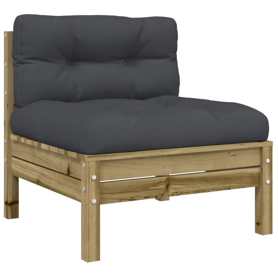 Salon de jardin 3 pcs avec coussins bois de pin imprégné - 5