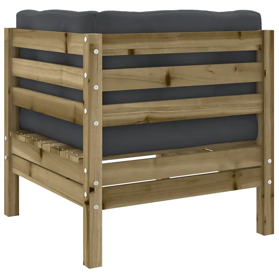 Salon de jardin 3 pcs avec coussins bois de pin imprégné - 6