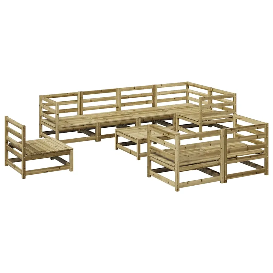 Salon de jardin 9 pcs bois de pin imprégné - 2