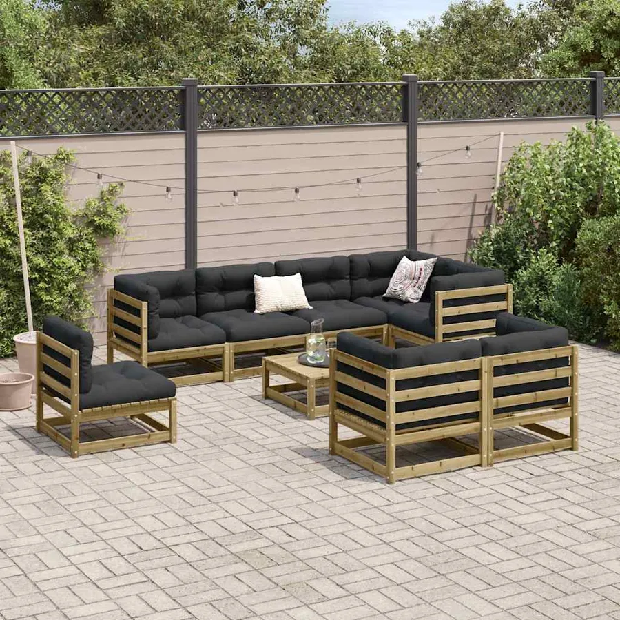 Salon de jardin 9 pcs bois de pin imprégné - 3