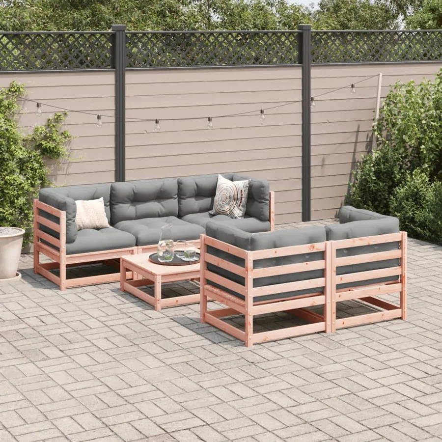 Salon de jardin 6 pcs bois massif sapin de douglas - 3