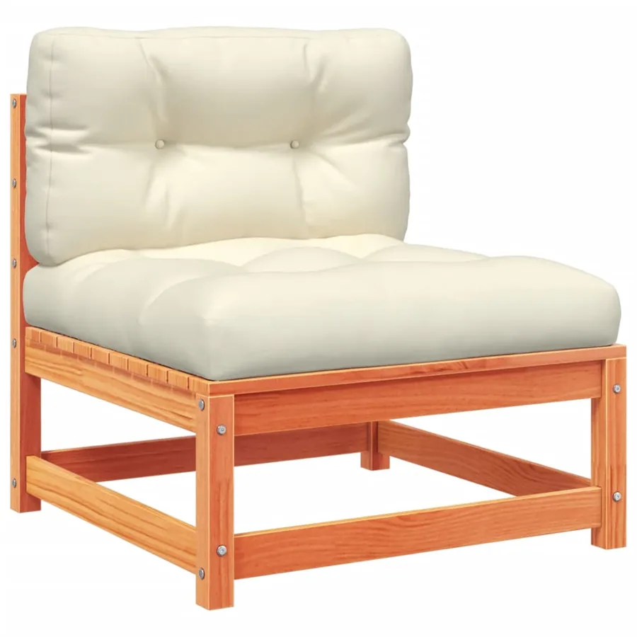 Salon de jardin 5 pcs avec coussins cire marron bois pin massif - 5