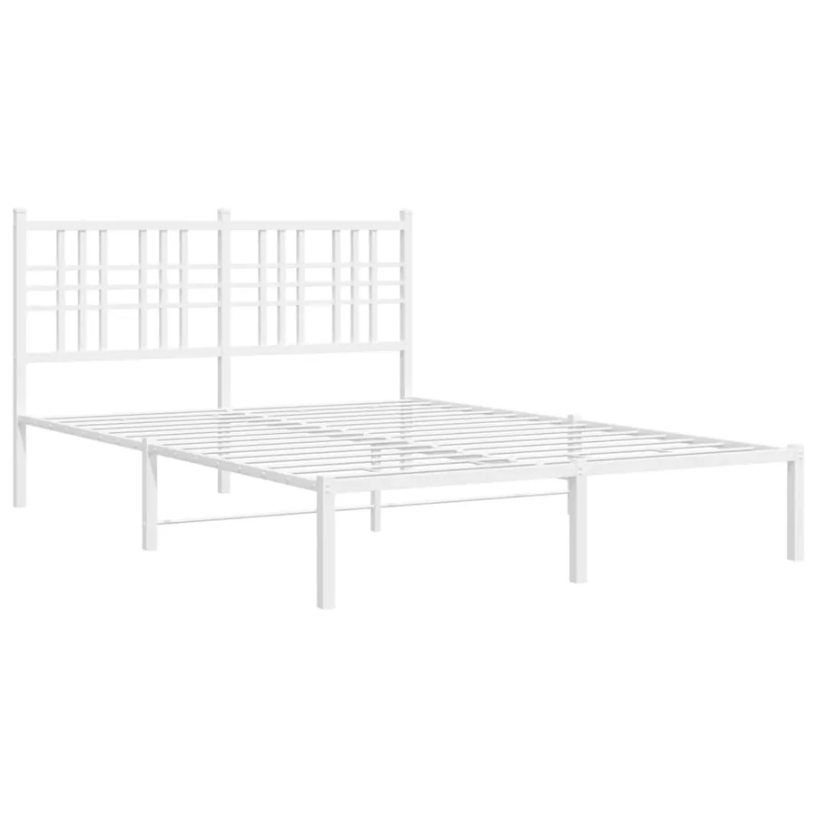 Cadre de lit métal sans matelas et tête de lit blanc 120x200 cm - 3