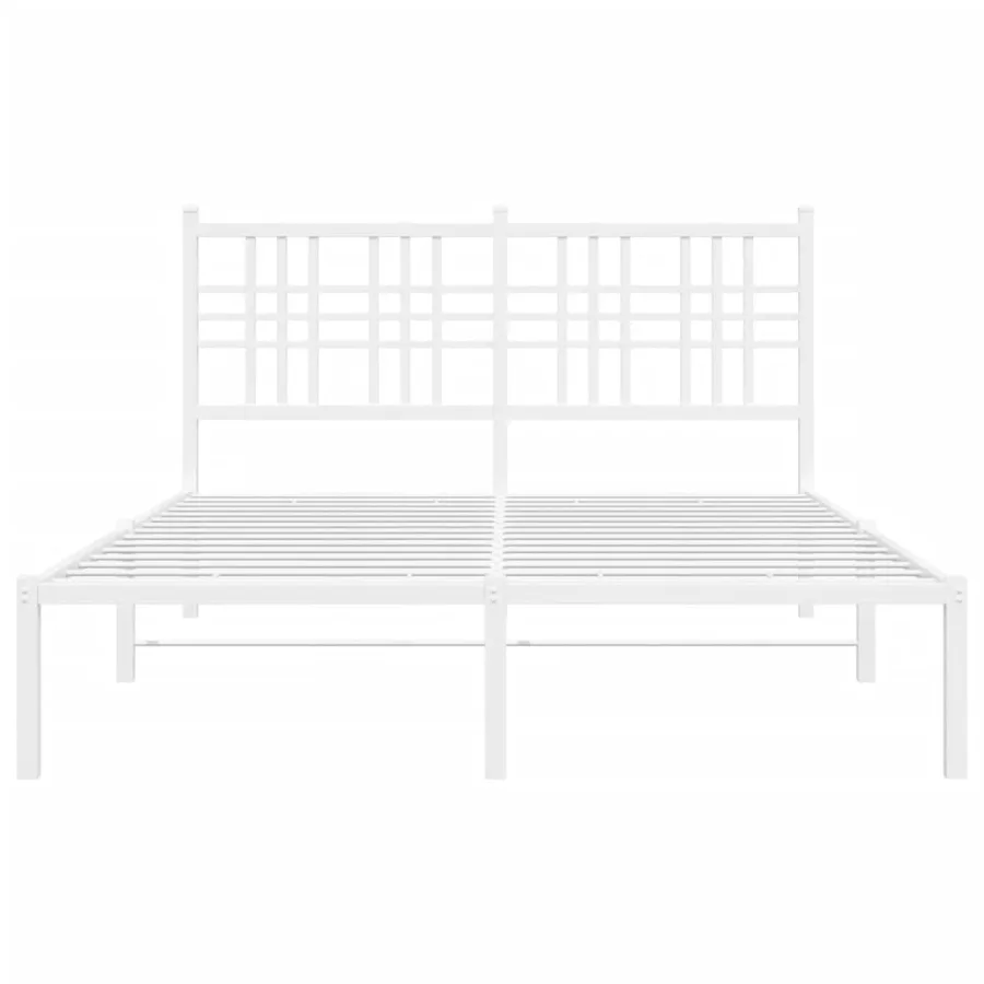 Cadre de lit métal sans matelas et tête de lit blanc 120x200 cm - 4