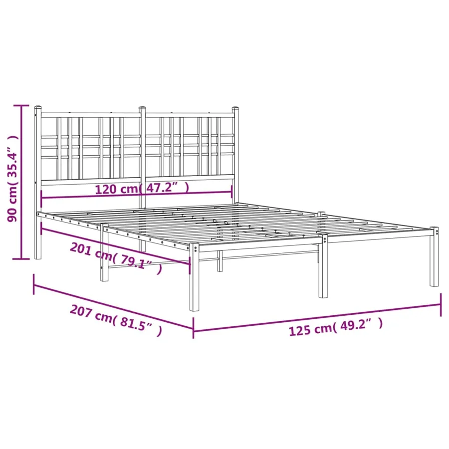 Cadre de lit métal sans matelas et tête de lit blanc 120x200 cm - 8