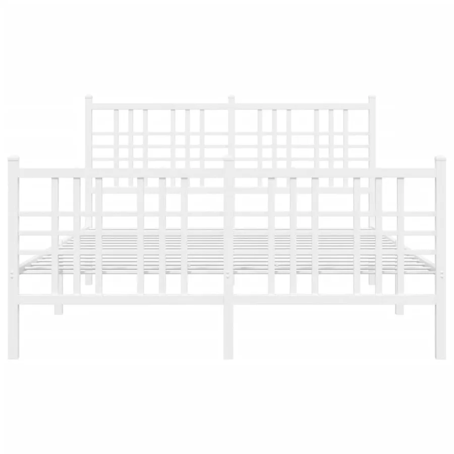Cadre de lit métal sans matelas et pied de lit blanc 140x200 cm - 4