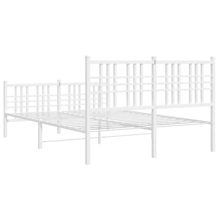 Cadre de lit métal sans matelas et pied de lit blanc 140x200 cm - 6