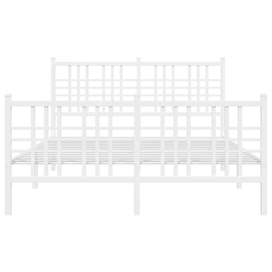 Cadre de lit métal sans matelas et pied de lit blanc 137x190 cm - 4