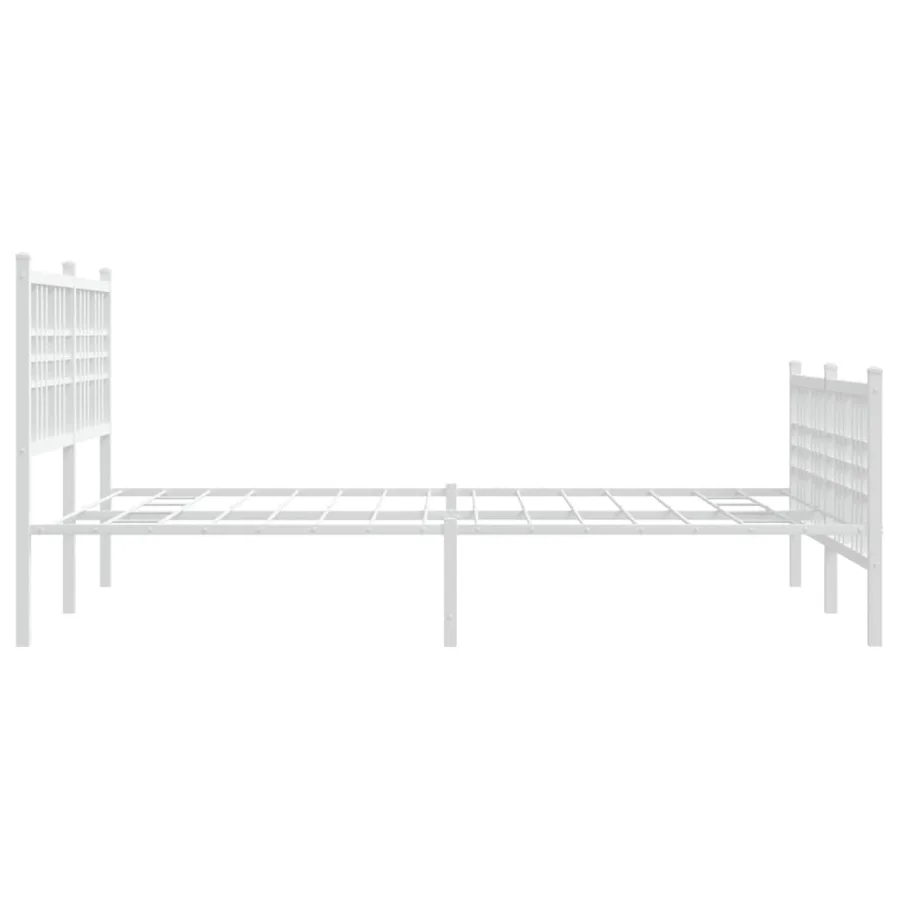 Cadre de lit métal sans matelas et pied de lit blanc 137x190 cm - 5