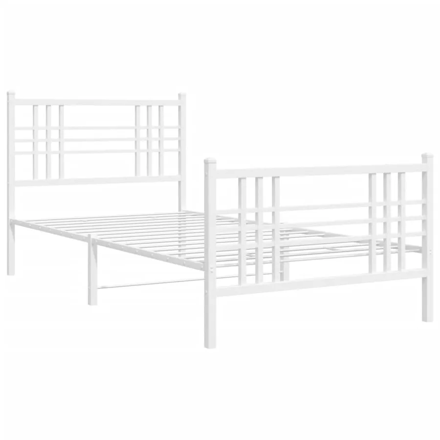 Cadre de lit métal sans matelas et pied de lit blanc 100x200 cm - 3