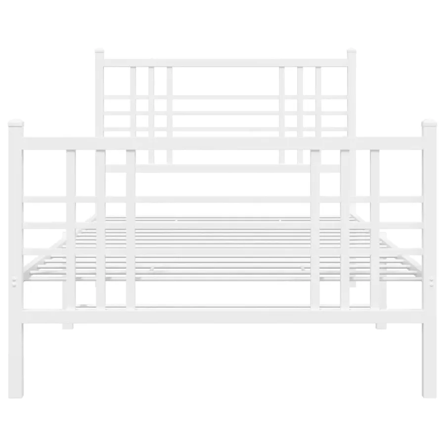 Cadre de lit métal sans matelas et pied de lit blanc 100x200 cm - 4