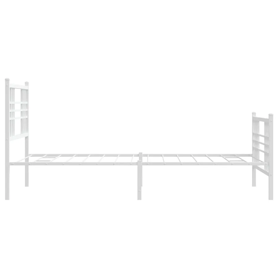 Cadre de lit métal sans matelas et pied de lit blanc 100x200 cm - 5