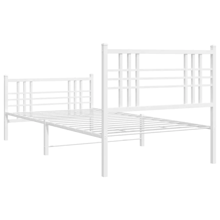 Cadre de lit métal sans matelas et pied de lit blanc 100x200 cm - 6