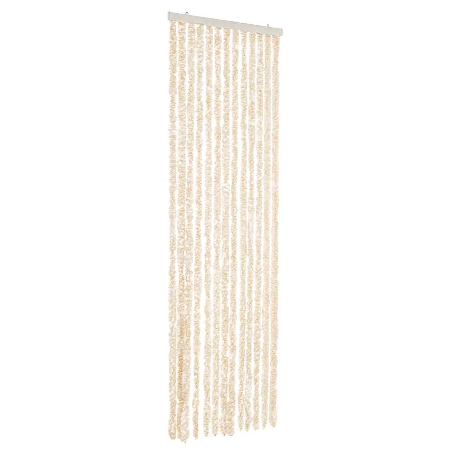 Rideau anti-mouches beige et blanc 56x200 cm chenille - 2
