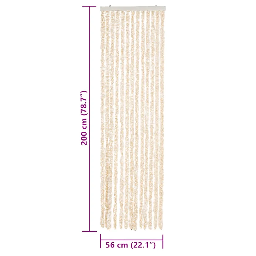 Rideau anti-mouches beige et blanc 56x200 cm chenille - 7