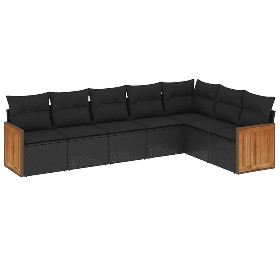 Salon de jardin 7 pcs avec coussins noir résine tressée 62 x 62 x 69 cm - 62,2 kg - 2