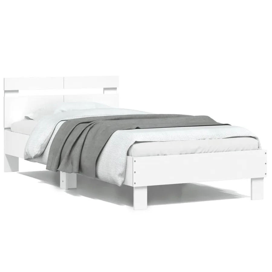 Cadre de lit sans matelas avec tête de lit blanc 100x200 cm - 2