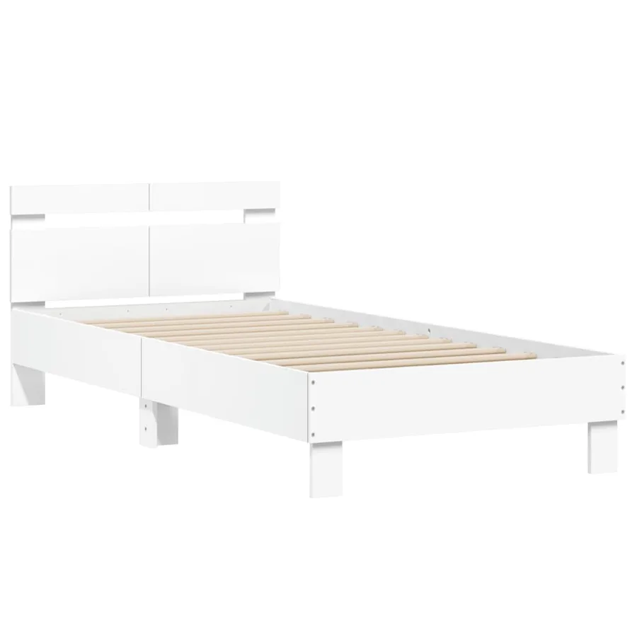 Cadre de lit sans matelas avec tête de lit blanc 100x200 cm - 3