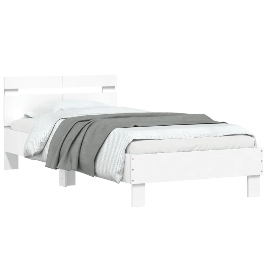 Cadre de lit sans matelas avec tête de lit blanc 100x200 cm - 4