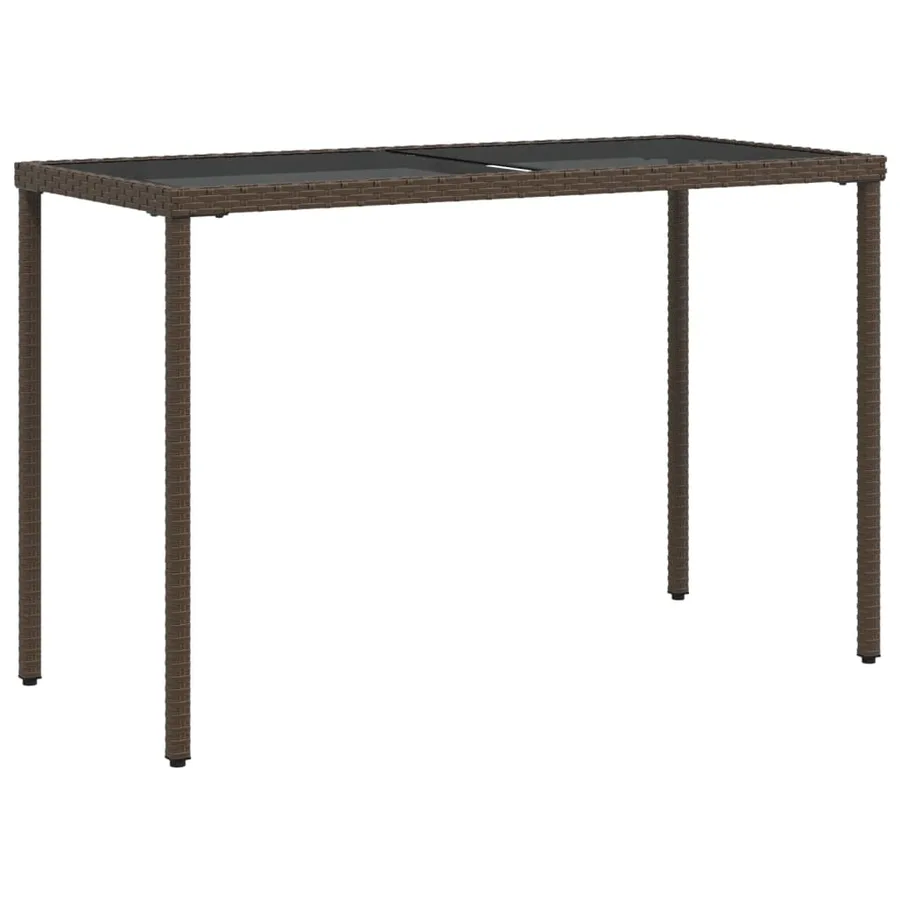 Table de jardin dessus en verre marron 115x54x74 cm poly rotin - 2