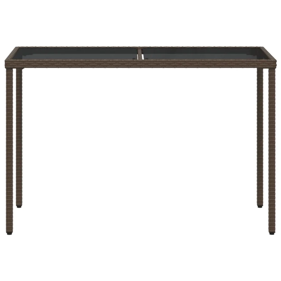 Table de jardin dessus en verre marron 115x54x74 cm poly rotin - 4