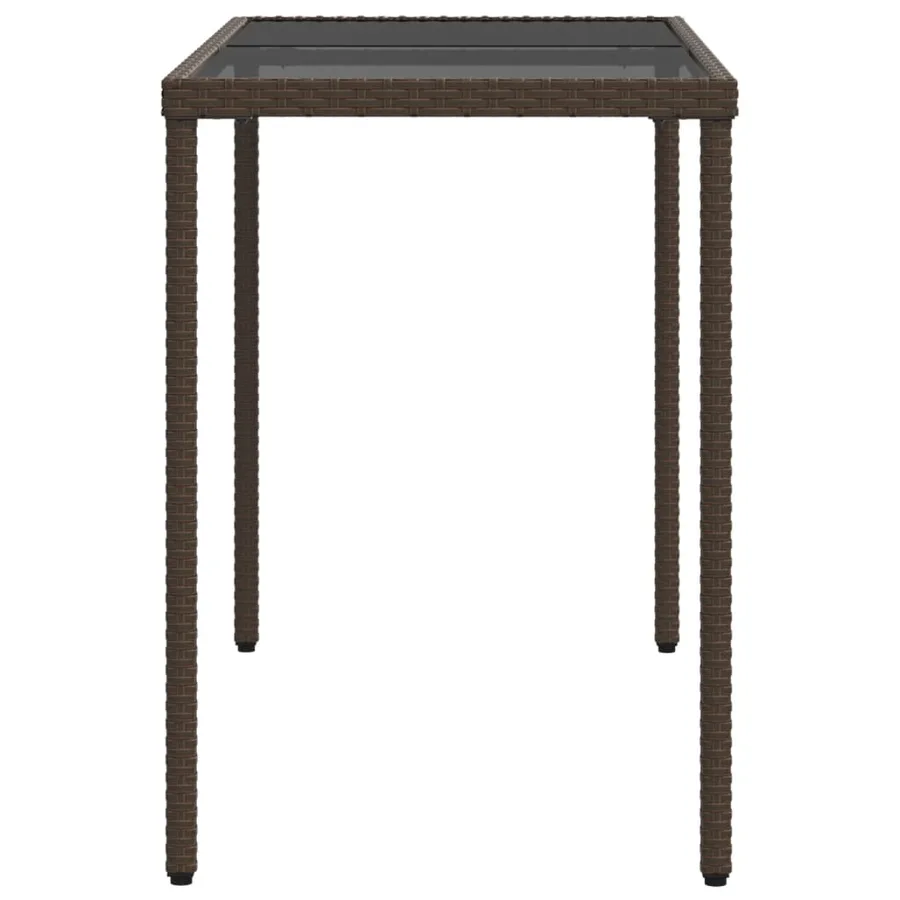 Table de jardin dessus en verre marron 115x54x74 cm poly rotin - 5