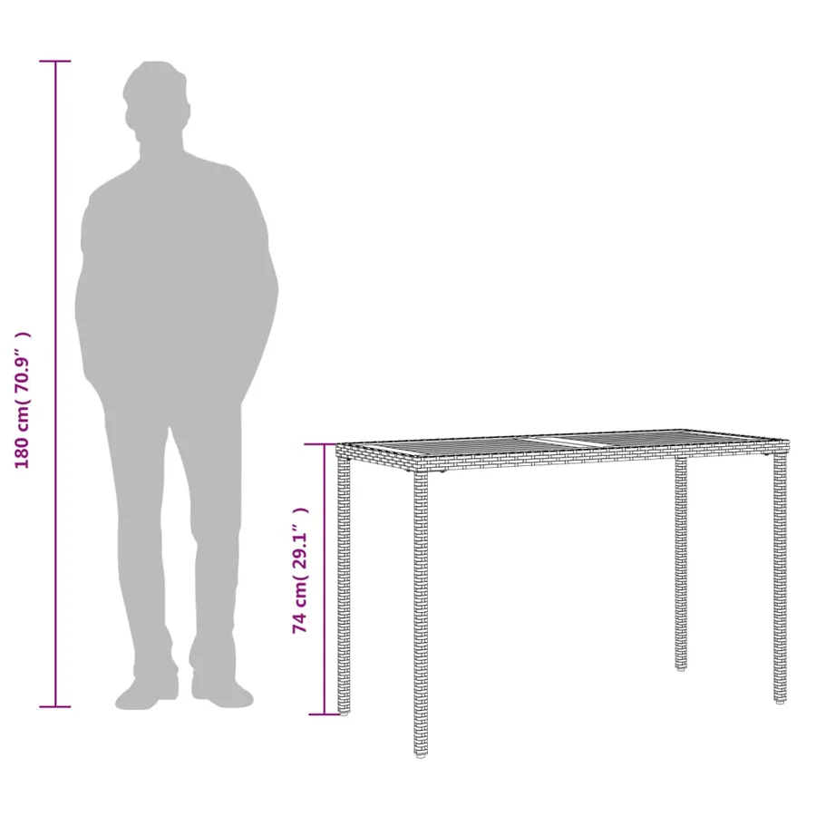 Table de jardin avec dessus en bois d'acacia gris 115x54x74 cm - 9
