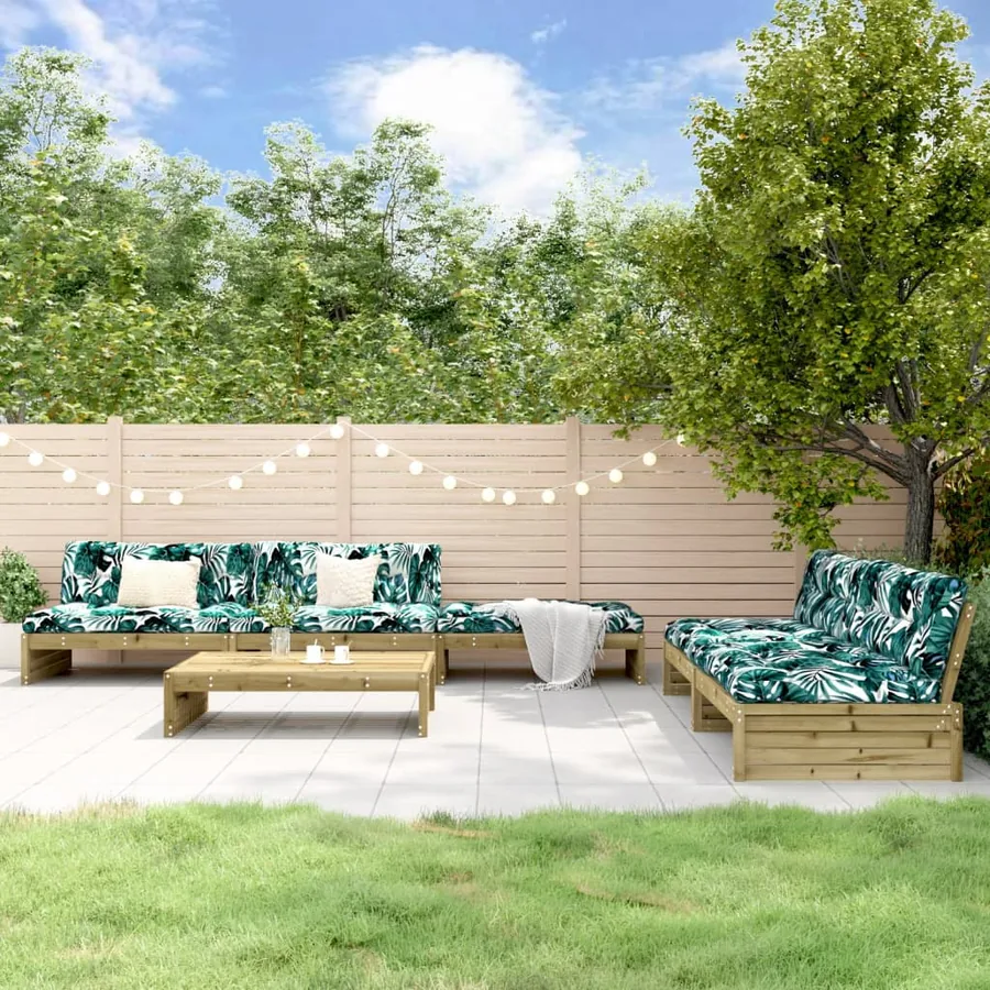 Salon de jardin 6 pcs avec coussins bois de pin imprégné
