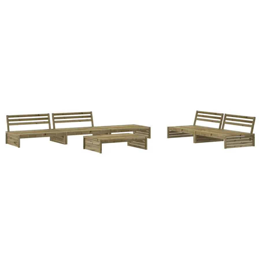 Salon de jardin 6 pcs avec coussins bois de pin imprégné - 3