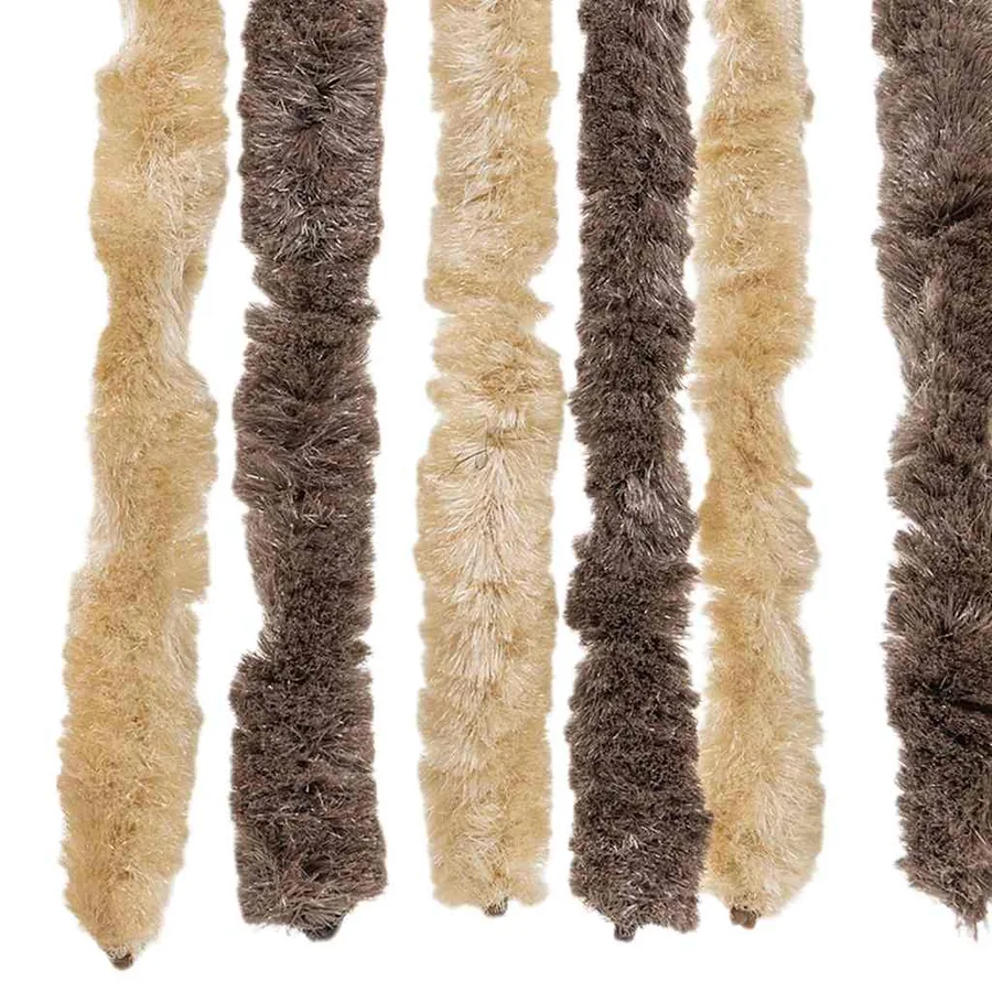 Rideau anti-mouches marron foncé et beige 56x200 cm chenille - 6