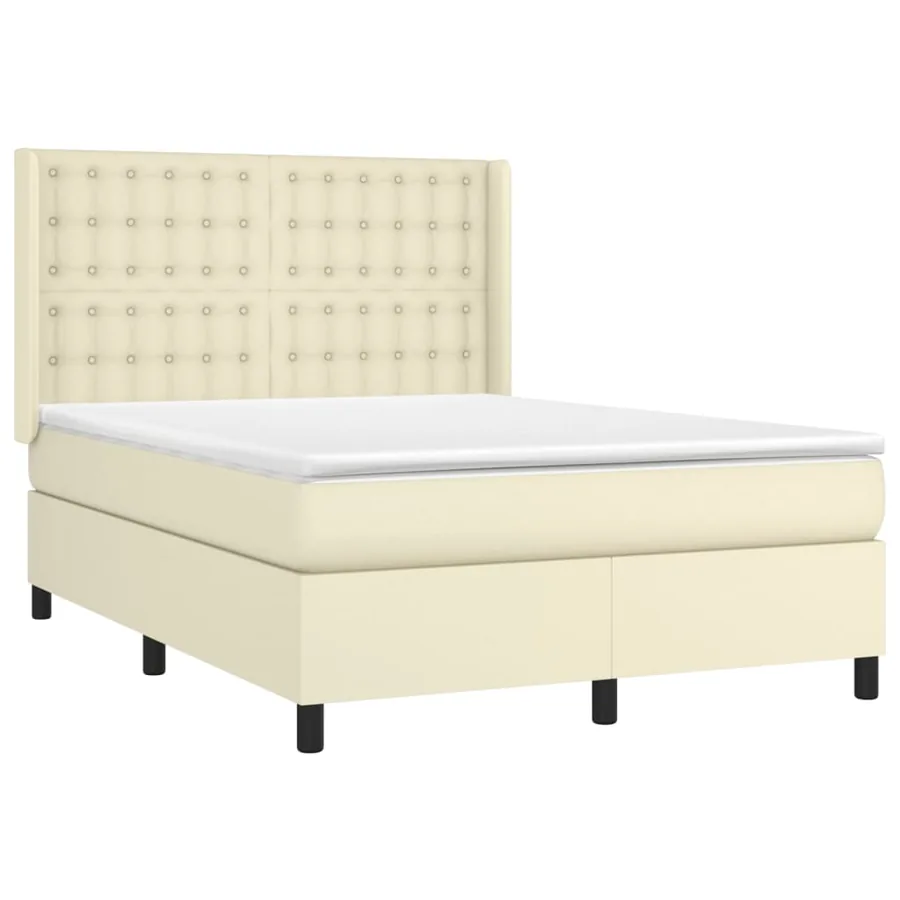 Sommier à lattes de lit matelas LED Crème 140x200 cm Similicuir - 4