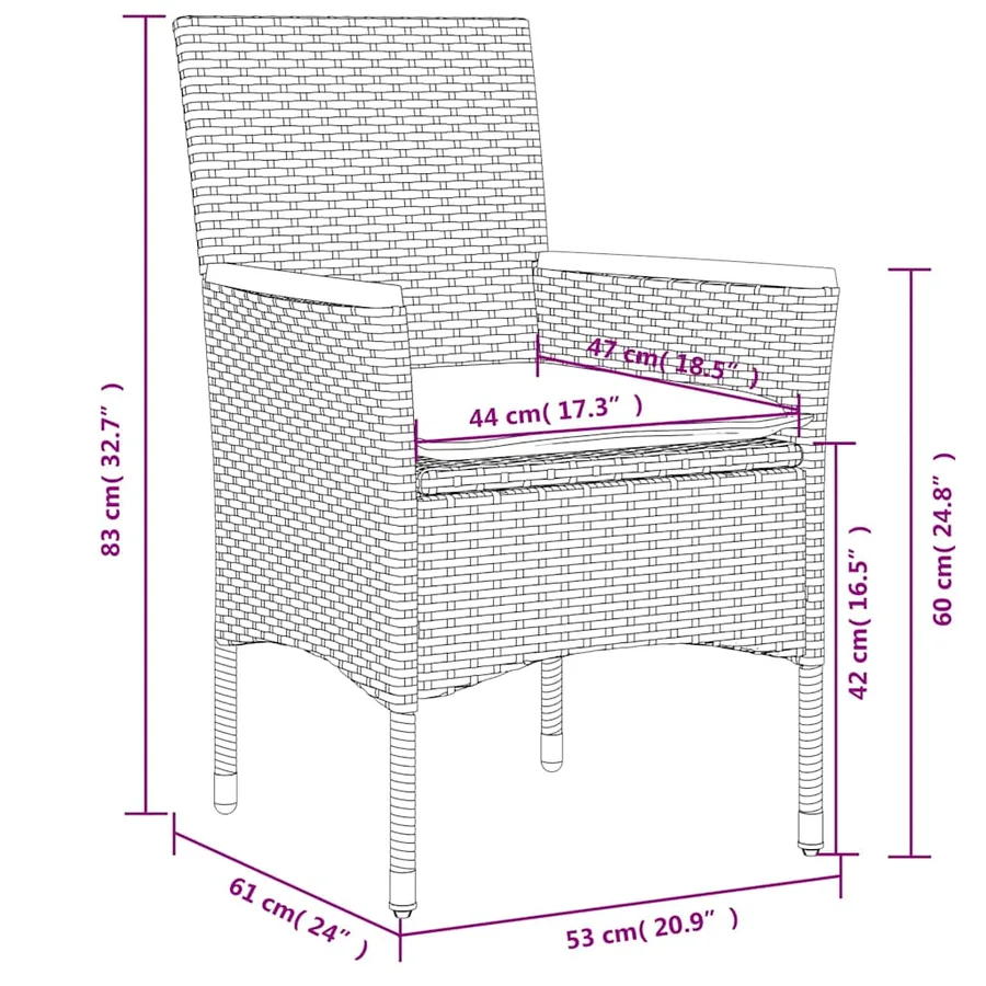 Ensemble à manger de jardin et coussins 5 pcs noir rotin verre - 8