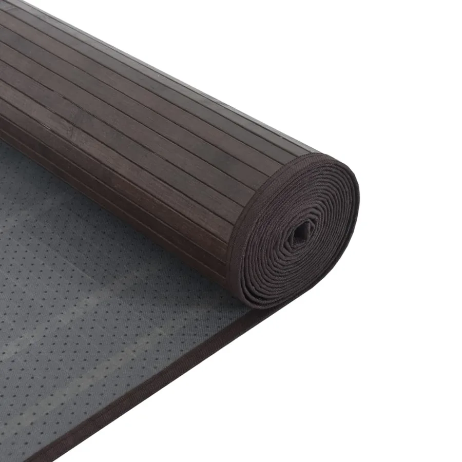 Tapis rectangulaire marron foncé 100x200 cm bambou - 5