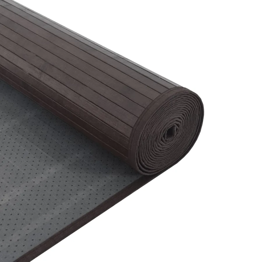 Tapis rectangulaire marron foncé 100x300 cm bambou - 5