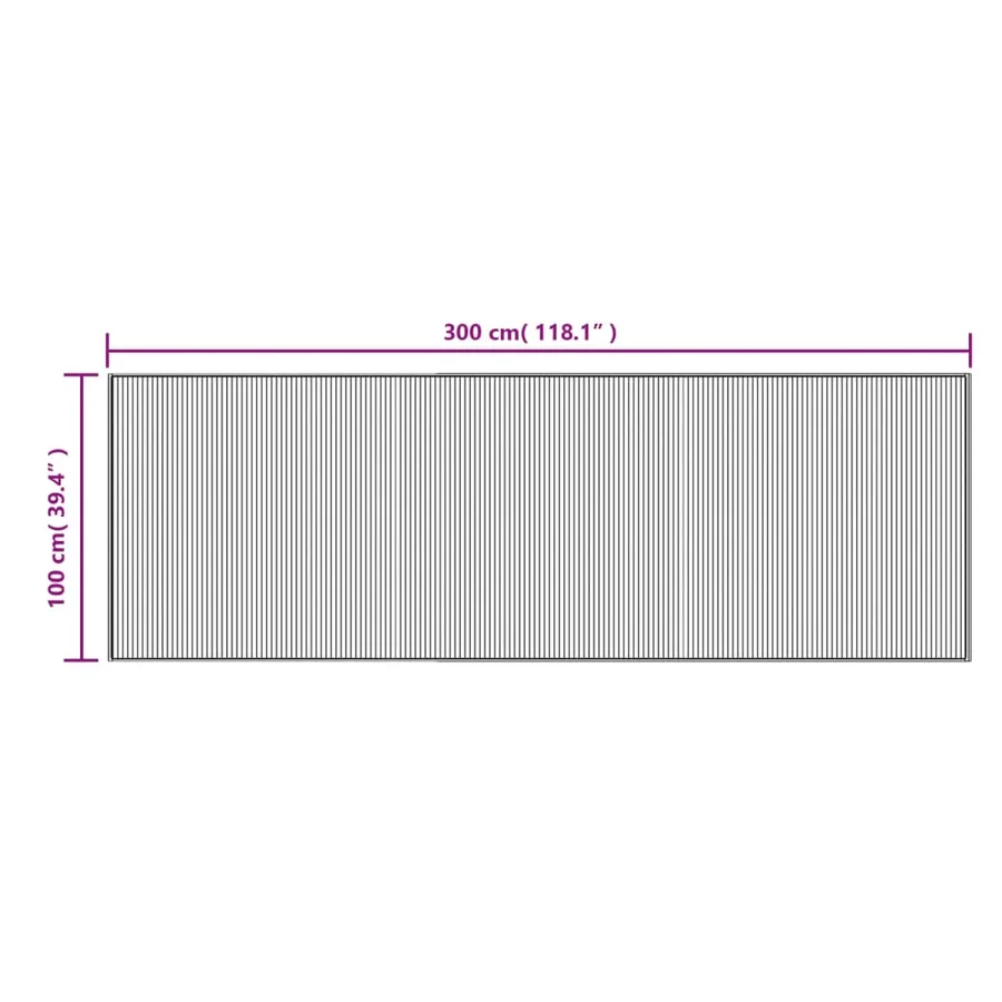 Tapis rectangulaire naturel clair 100x300 cm bambou - 8
