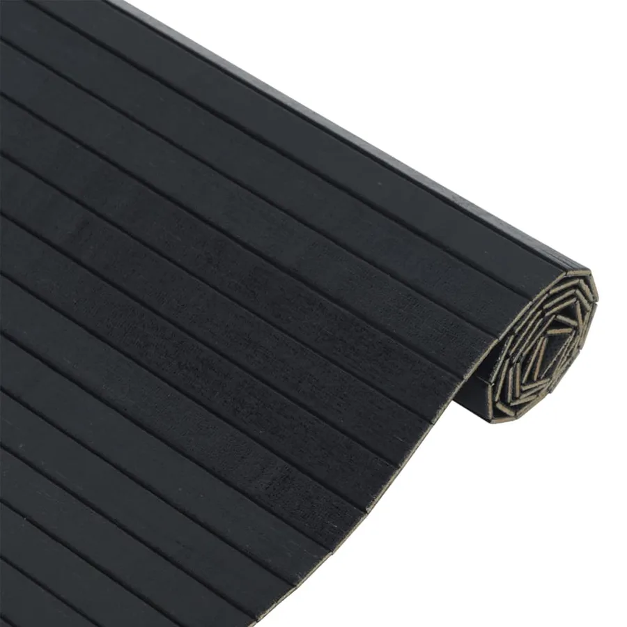 Tapis rectangulaire noir 70x100 cm bambou - 4