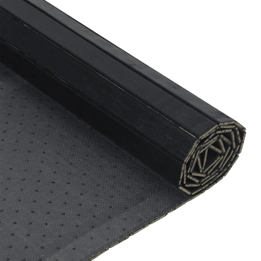 Tapis rectangulaire noir 70x100 cm bambou - 5