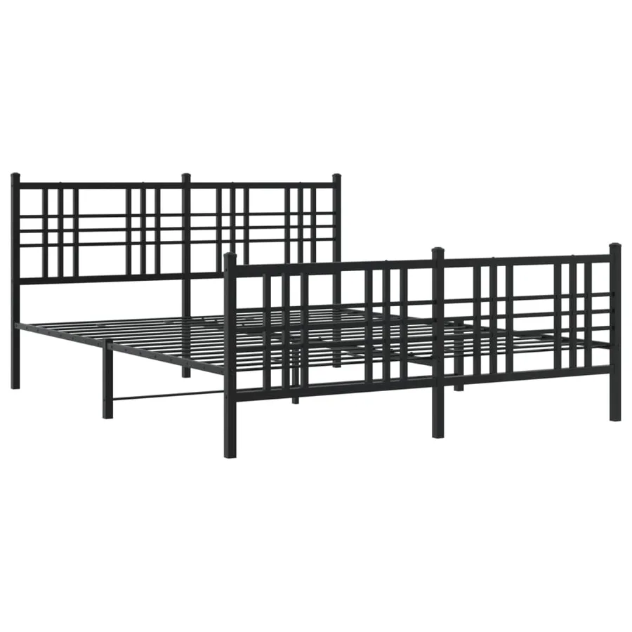 Cadre de lit métal sans matelas avec pied de lit noir 150x200cm - 3