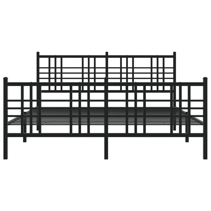 Cadre de lit métal sans matelas avec pied de lit noir 150x200cm - 4