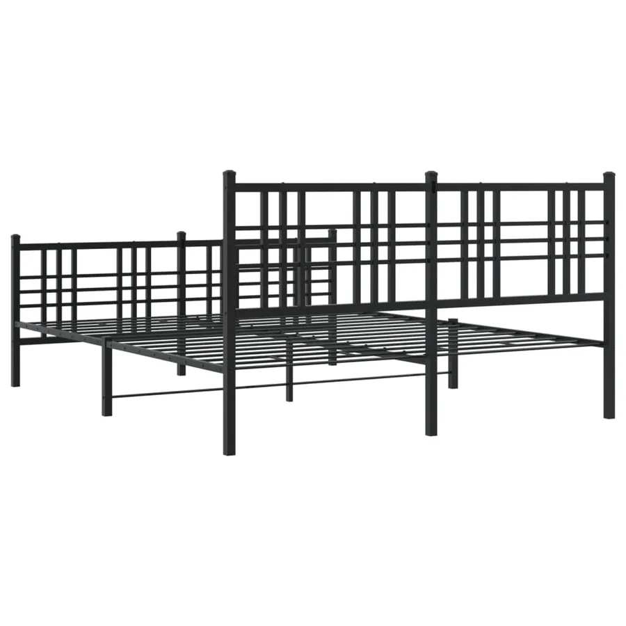 Cadre de lit métal sans matelas avec pied de lit noir 150x200cm - 6