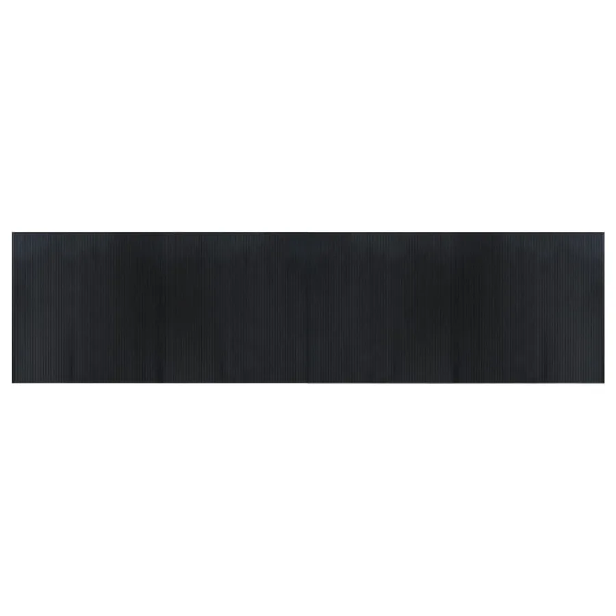 Tapis rectangulaire noir 100x400 cm bambou - 2