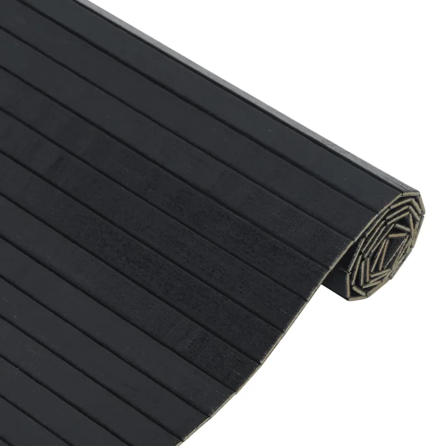 Tapis rectangulaire noir 100x400 cm bambou - 4