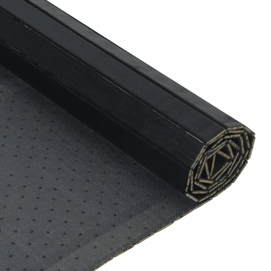 Tapis rectangulaire noir 100x400 cm bambou - 5