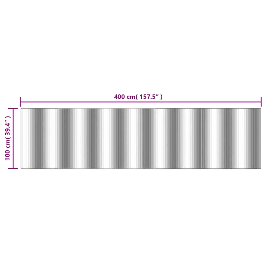 Tapis rectangulaire noir 100x400 cm bambou - 8