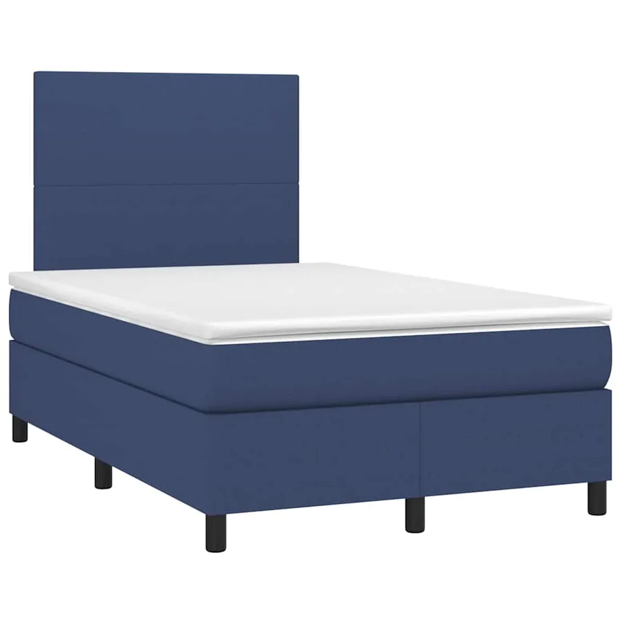 Sommier à lattes de lit matelas et LED bleu 120x190 cm tissu - 3