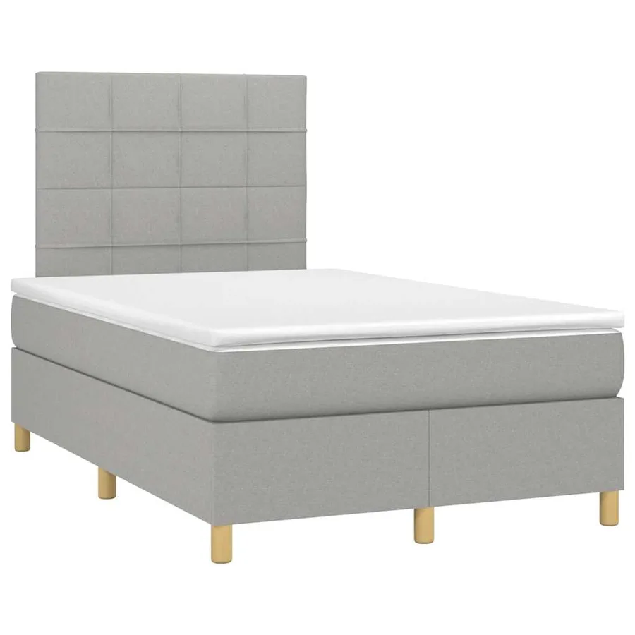 Sommier à lattes de lit matelas LED gris clair 120x190 cm tissu - 3