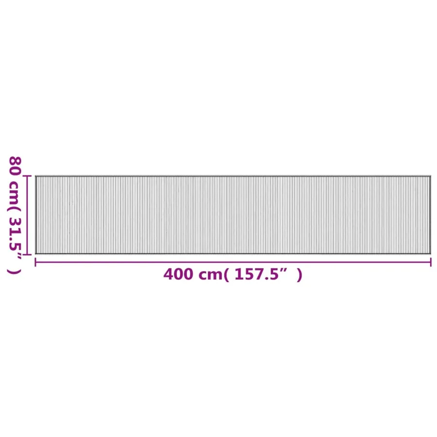 Tapis rectangulaire noir 80x400 cm bambou - 8