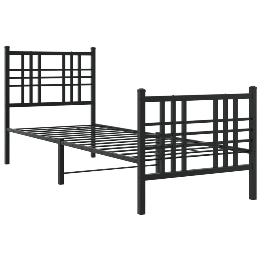 Cadre de lit métal sans matelas avec pied de lit noir 80x200 cm - 3