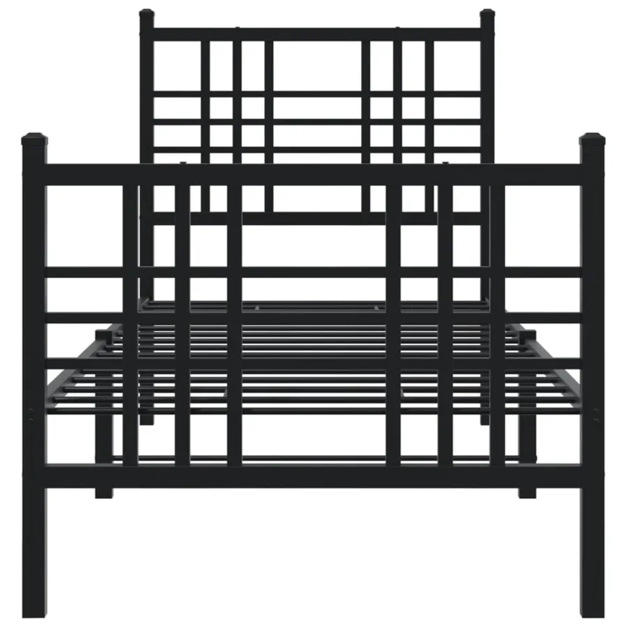 Cadre de lit métal sans matelas avec pied de lit noir 80x200 cm - 4